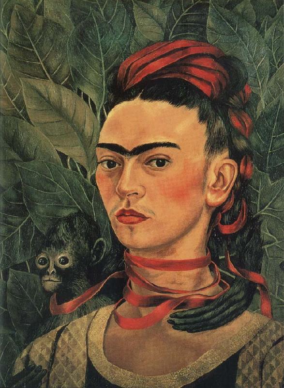 Frida Kahlo The self-Portrait of artist with monkey oil painting image